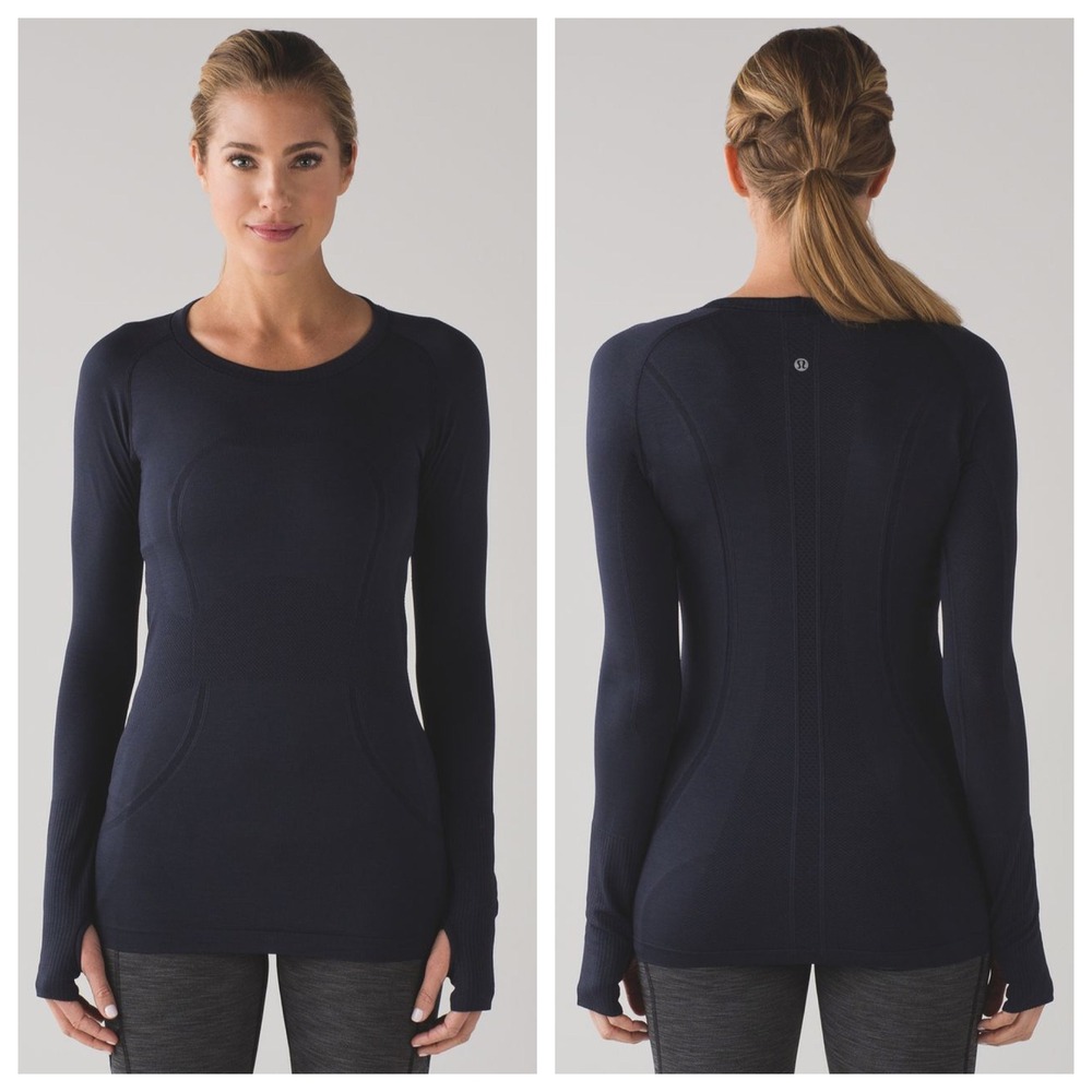 Lululemon Swiftly Tech Long Sleeve Crew Navy Blue Running Training Top Size‎ 2
